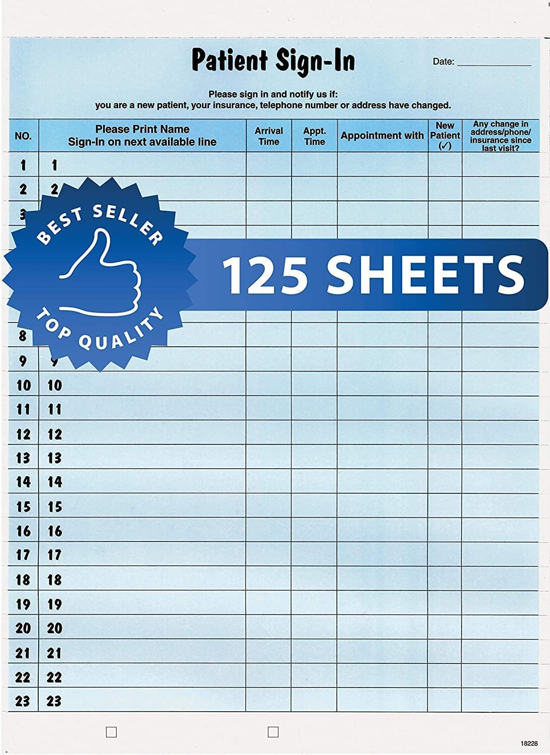 Bilingual Patient Sign-In Peel off Label Forms (English/Spanish), 8-1/2″ X 11″,