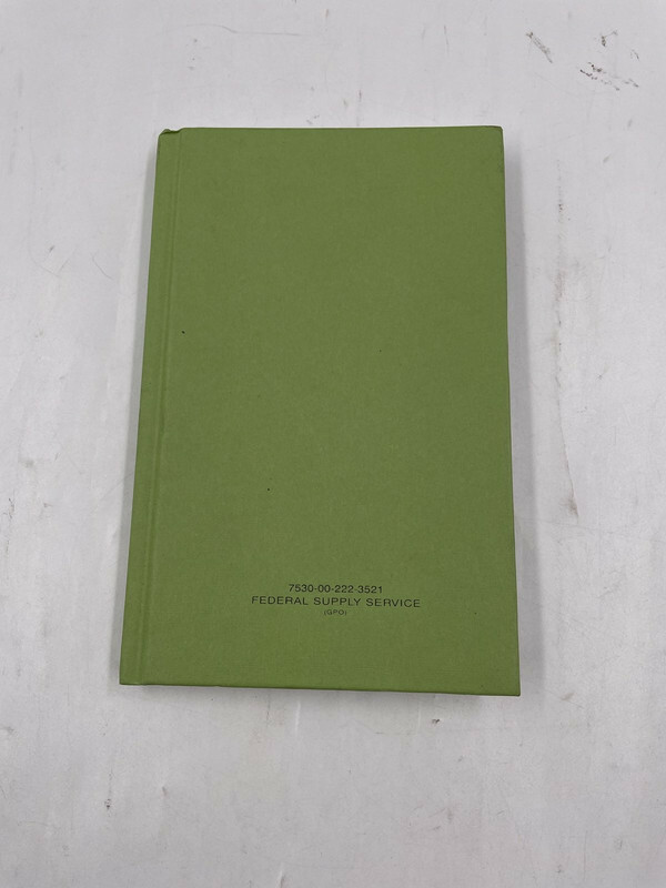 BLANK GREEN NOTEBOOK FEDERAL SUPPLY SERVICE SMALL
