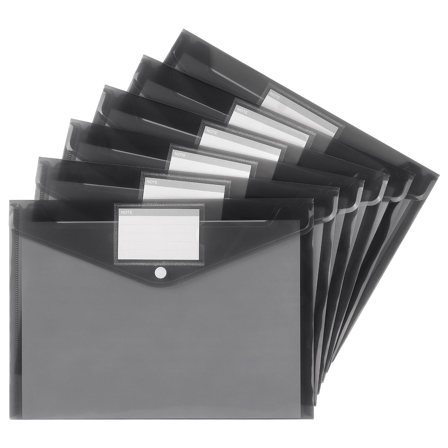 Tamaki 6 Pack Plastic Envelopes Poly Envelopes, Clear Document 6 Pack-black