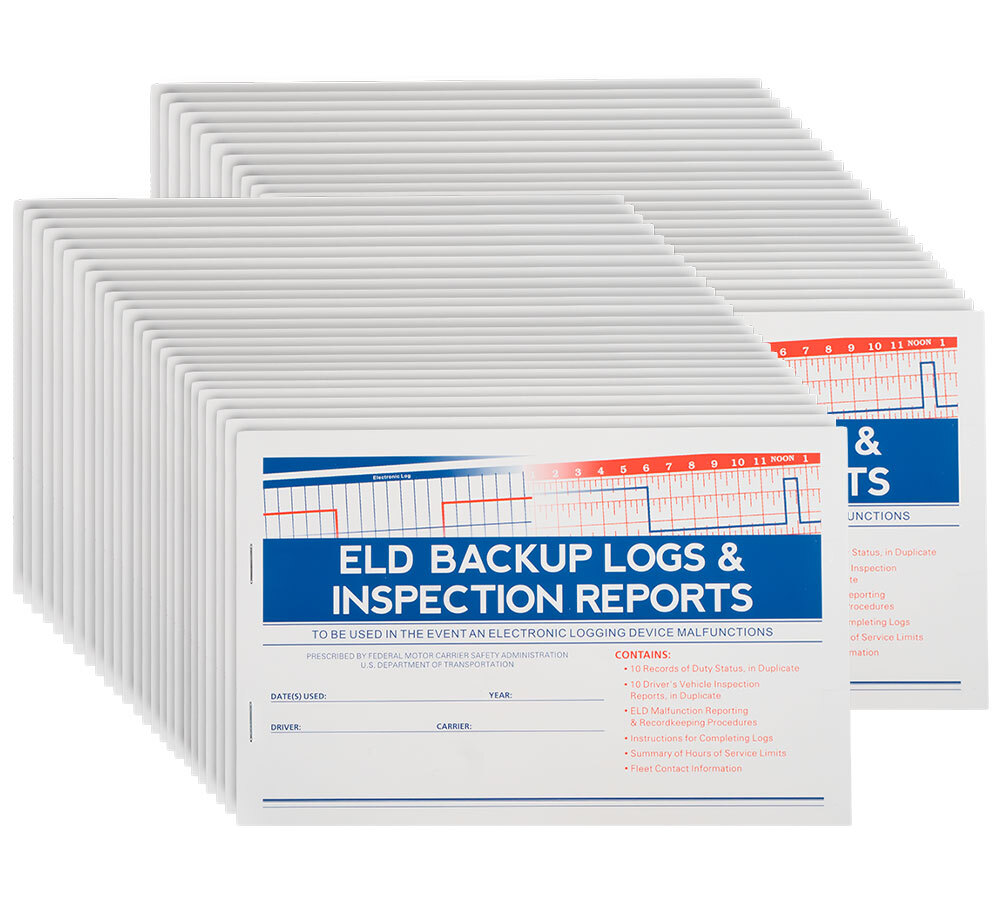 50PK ELD Backup Driver Log Books for Truck Drivers w/ Inspection Report