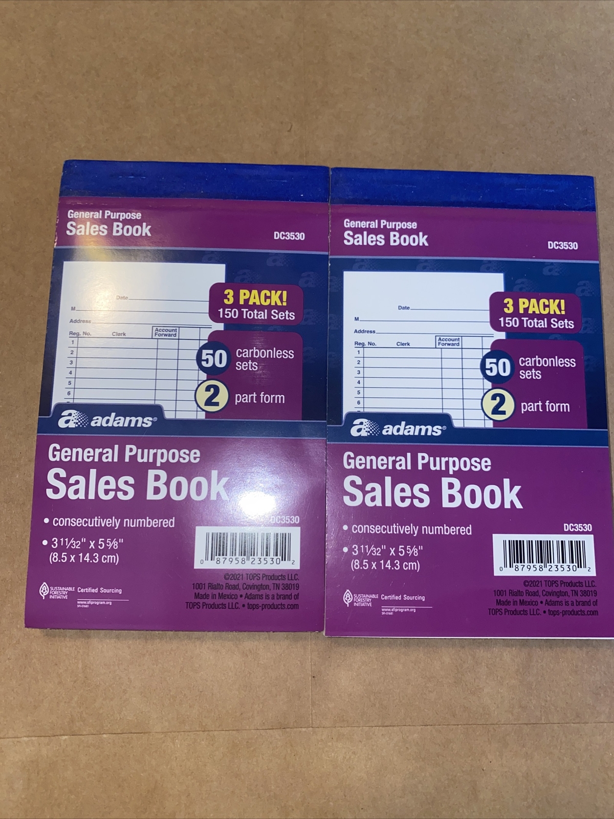 Sales Book 2-Pack 50 Carbonless Receipt Invoice Business Sets 2 Part Form