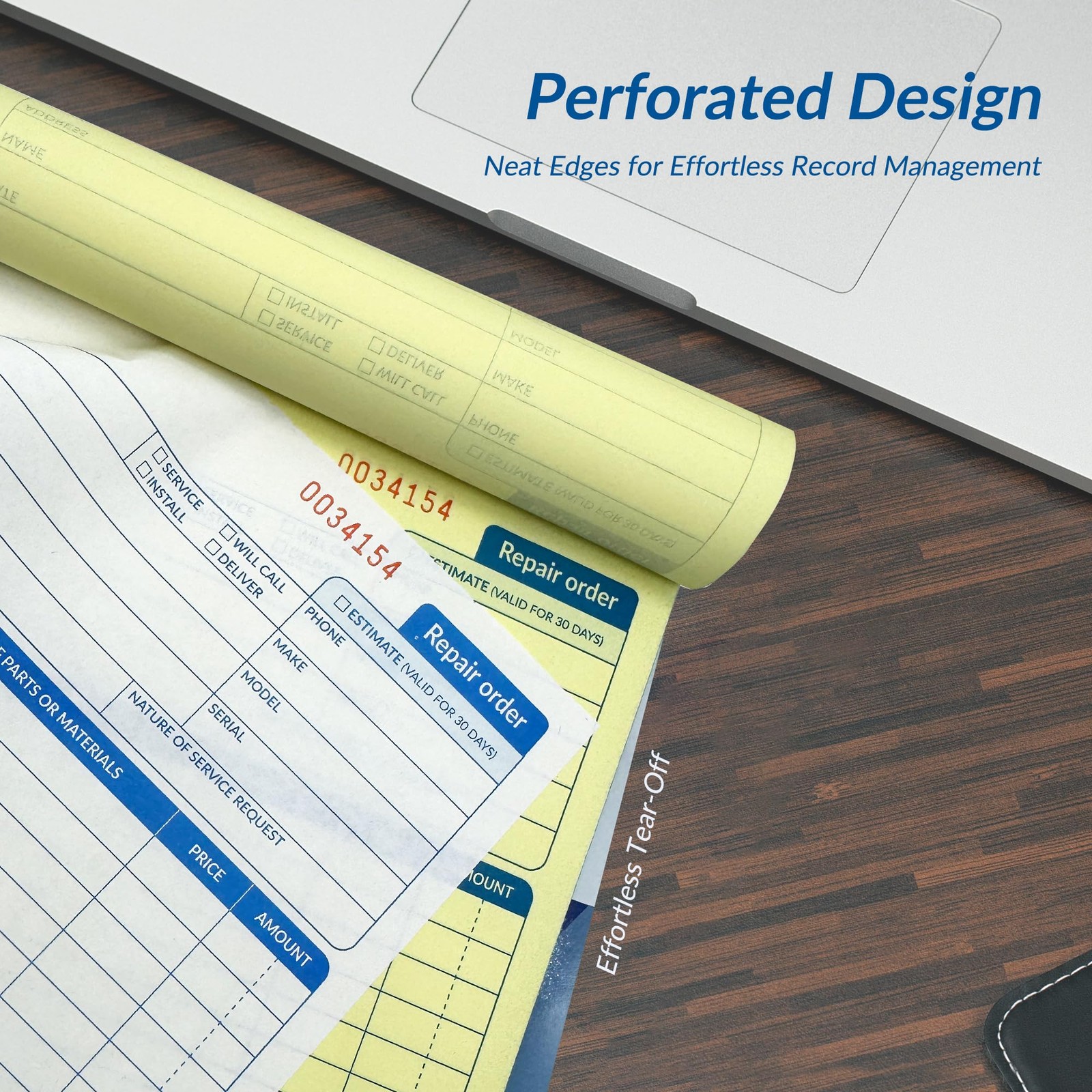 Repair Order Book, 2 Part Carbonless Job Work Order Forms – White/Yellow, 5-7…