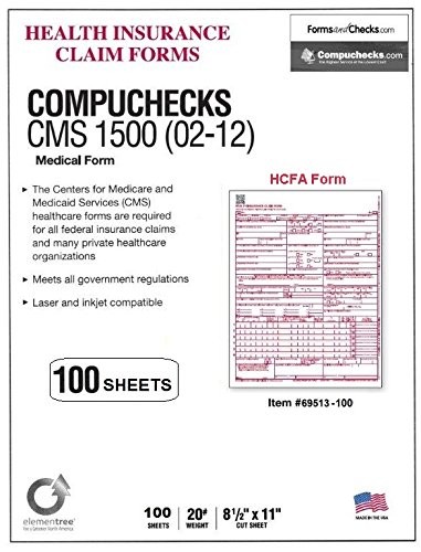 New CMS 1500 Claim Forms – HCFA (Version 02/12) (100 Sheets)