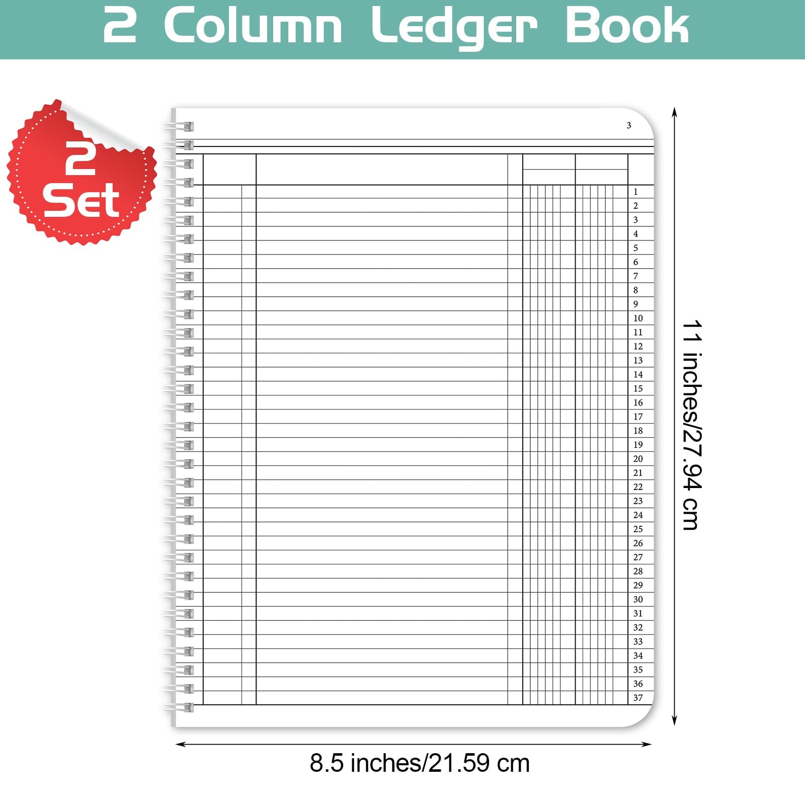 Sayglossy 2 Pack Ledger Books Columnar Log Accounting Notebook for…