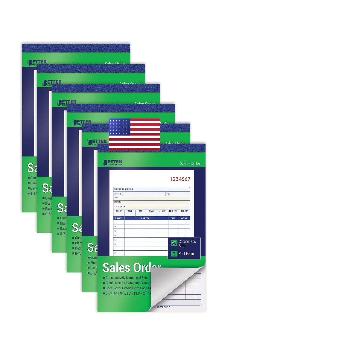 Better Office Products Large Sales Order Books 6 Pack 2-Part Carbonless