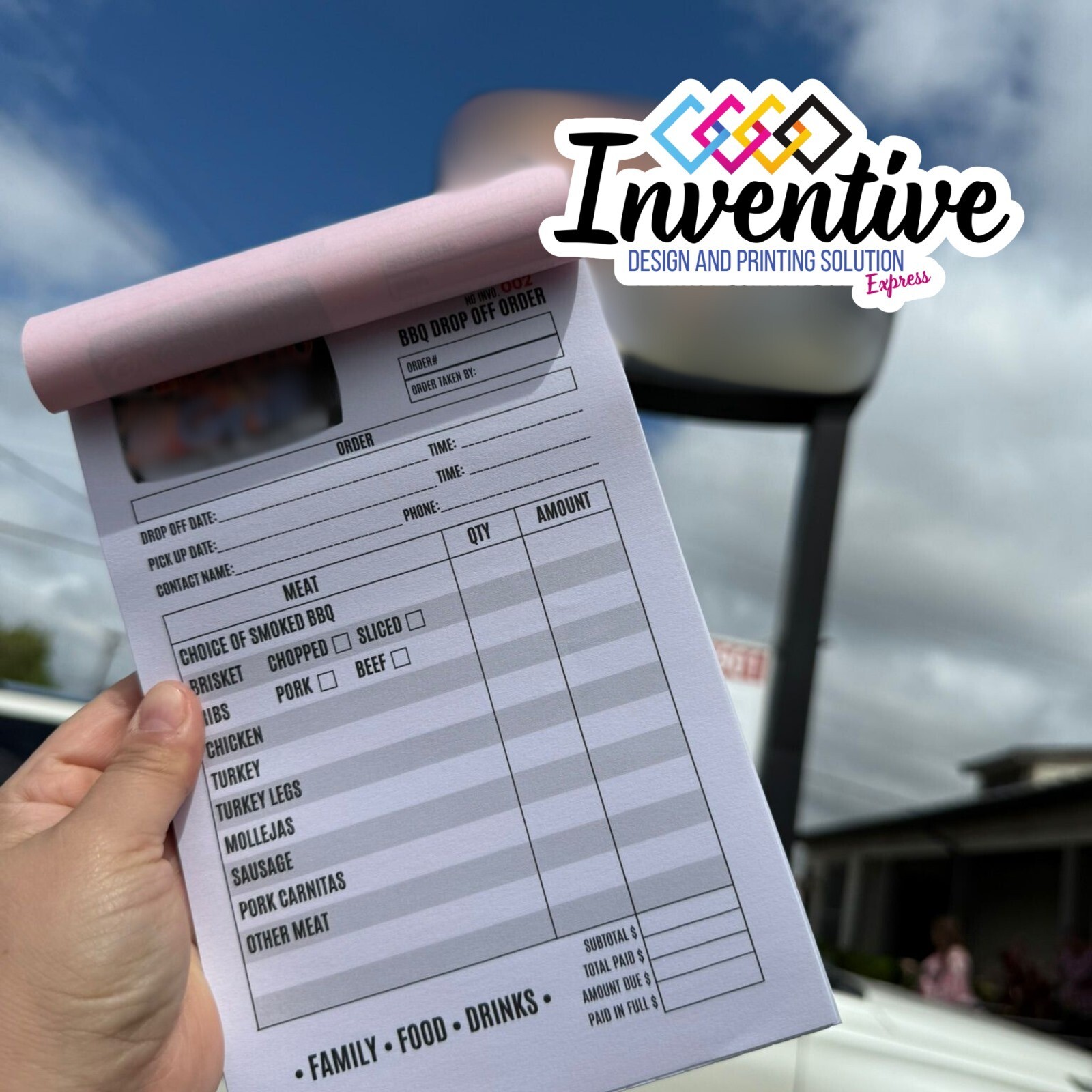 Custom sales notes/invoices for your business free design8.5×5.5″ passing paper.