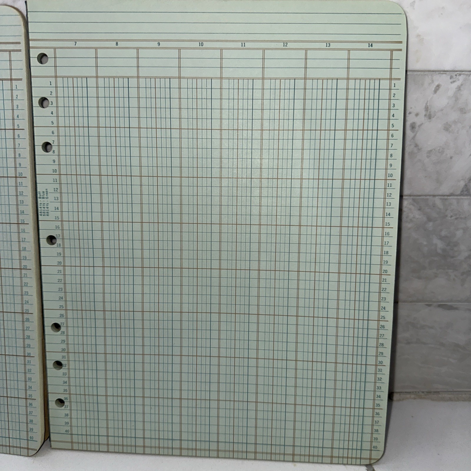VTG 1968 Wilson Jones Write Columnar Pad Green 6 Columns Accounting Ledger D3