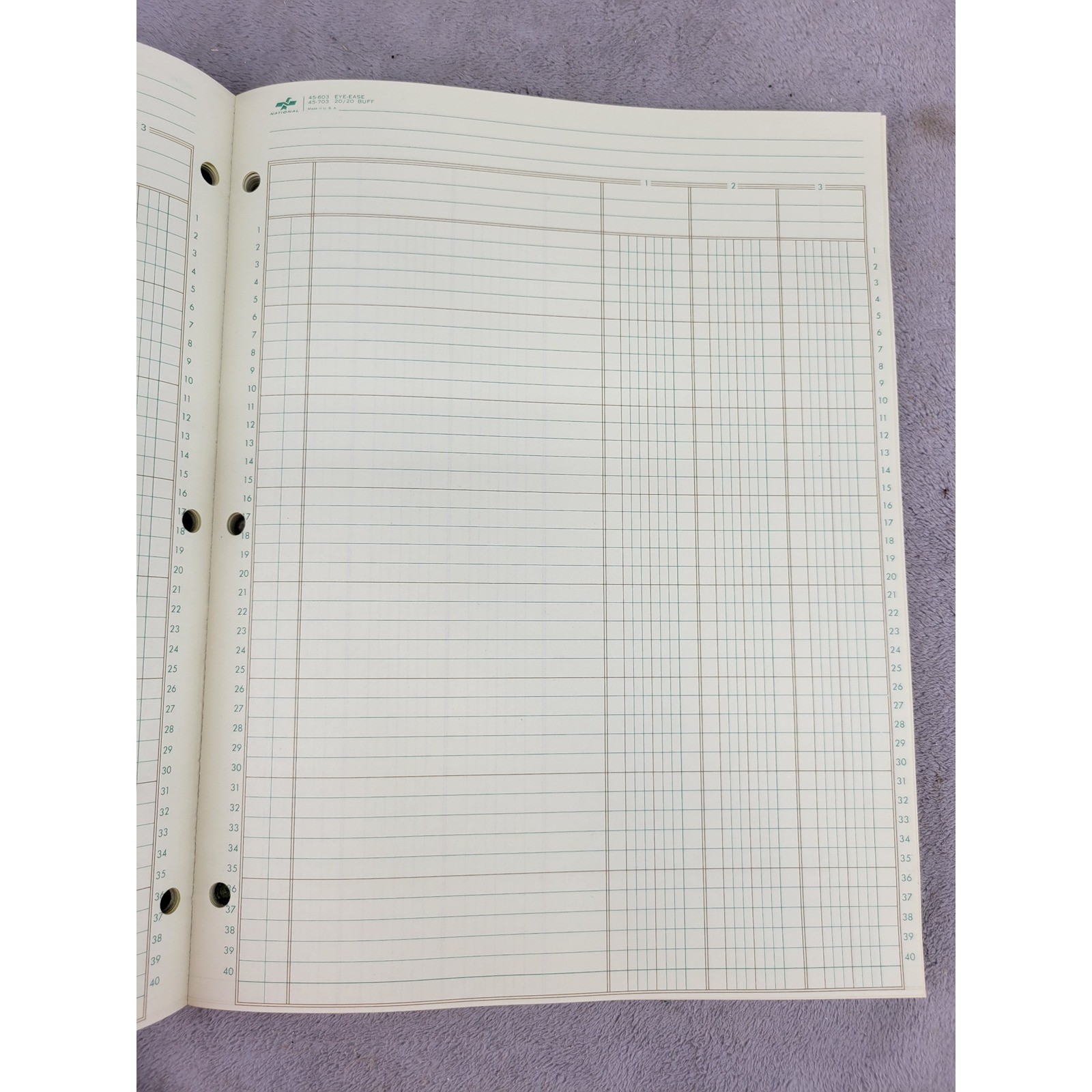 National 45-603 Analysis Pad 3 Columns Eye-Ease 11×8.5 50 Sheets Vintage USA