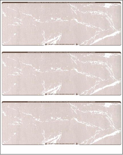 25 Blank Check Stock Paper – 3 Per Page Business Computer Check – Brown Marble