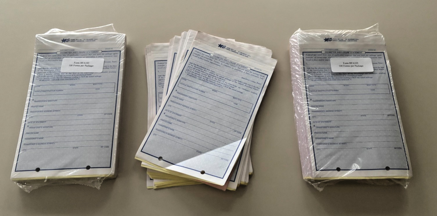 Odometer Disclosure Statement Great American BFA-103 Form 200+ Forms 1 Low Price
