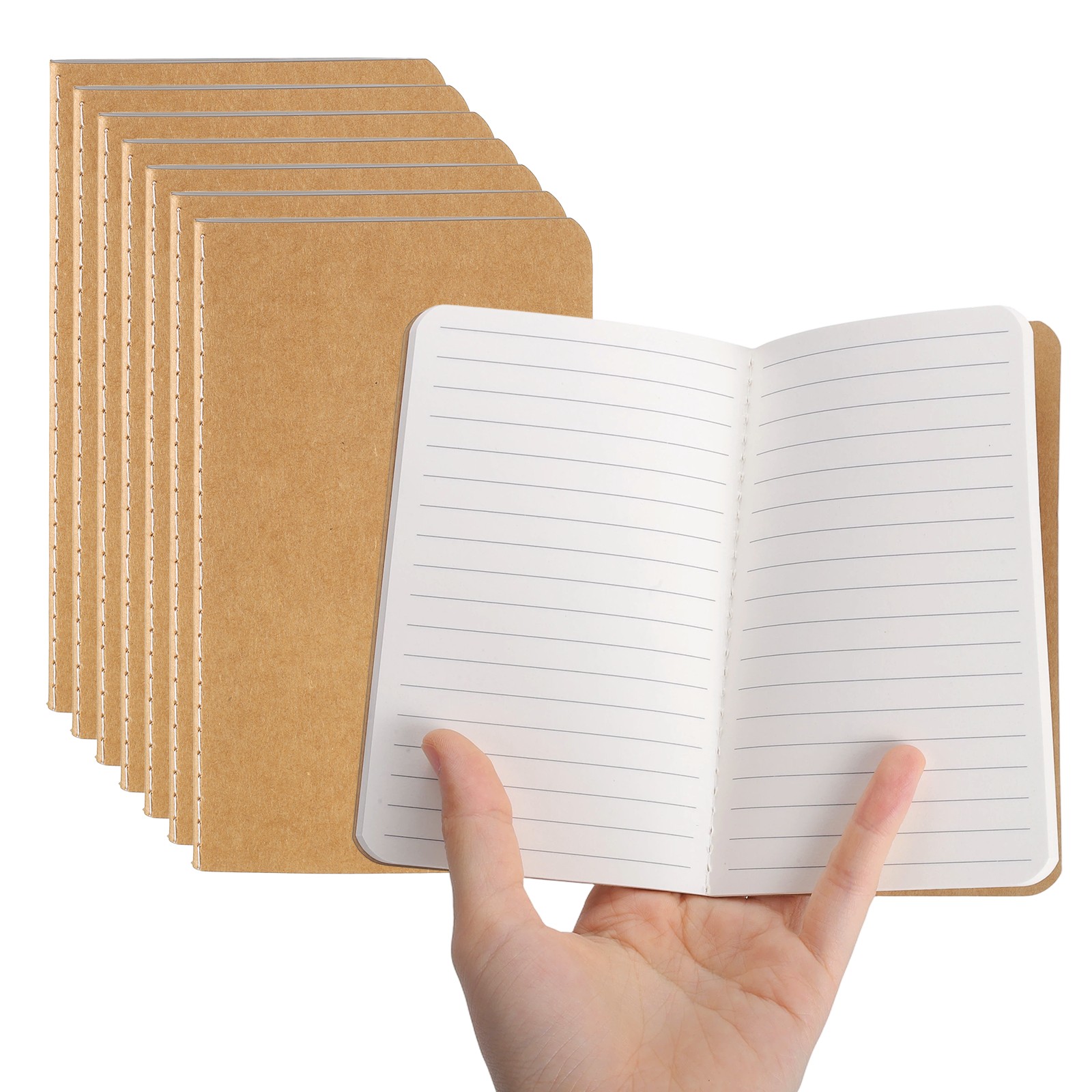 8 Pack A6 Notebook, A6 Journal Mini Notebook Pocket Kraft,Kraft Tone