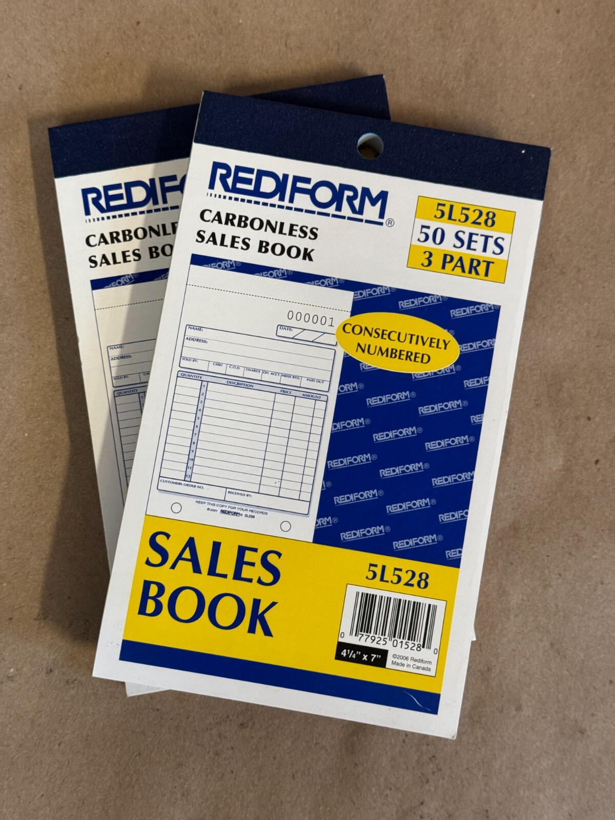 Rediform Sales Book 4 1/4 x 6 3/8 Carbonless Triplicate 50 Sets 5L528 – 2 pack