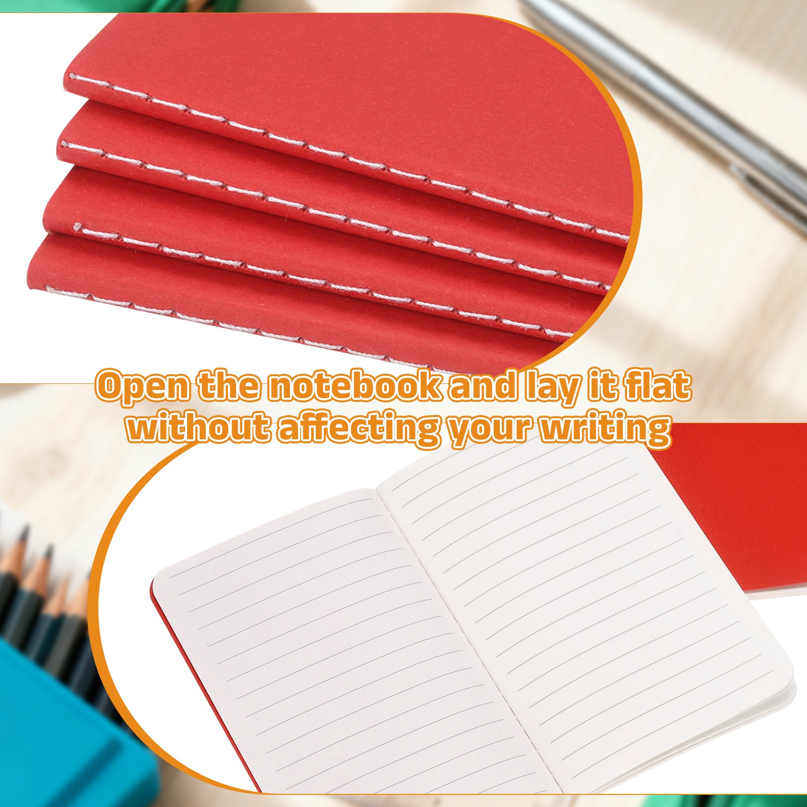 4 Pack A6 Notebook, A6 Journal Mini Notebook Pocket Kraft,Red