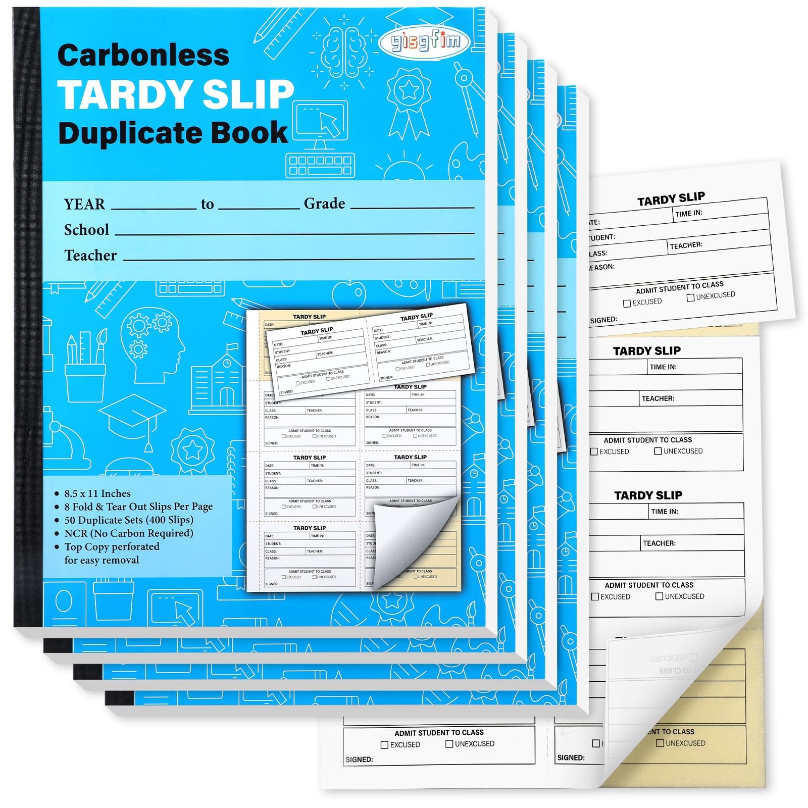 Tardy Slip Book with Carbonless Duplicates in Easy Removal Fold and Tear Tard…