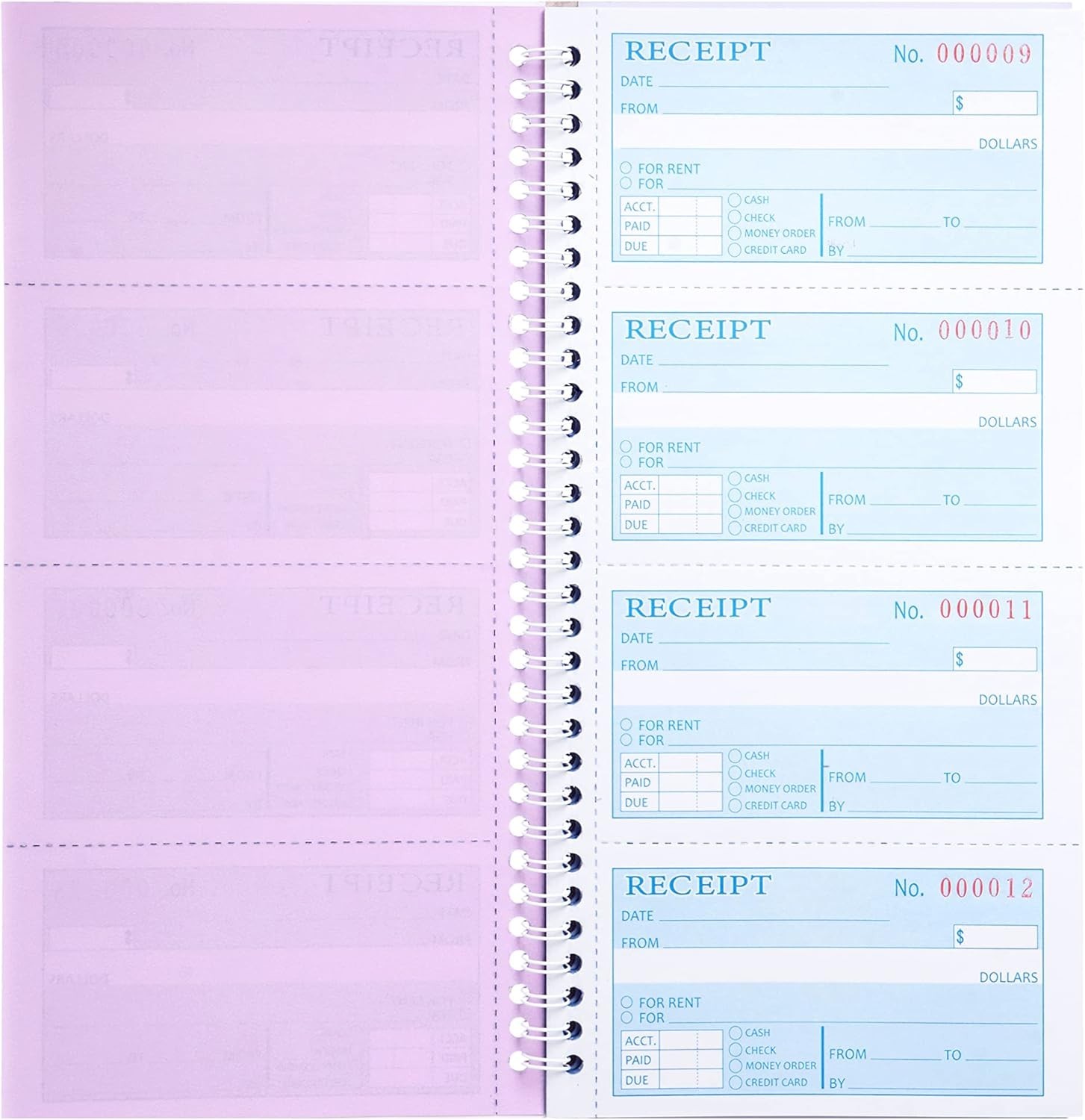 Professional Carbonless Receipt Book with Spiral Binding – 3-Part, 5.3″ x 11.22″