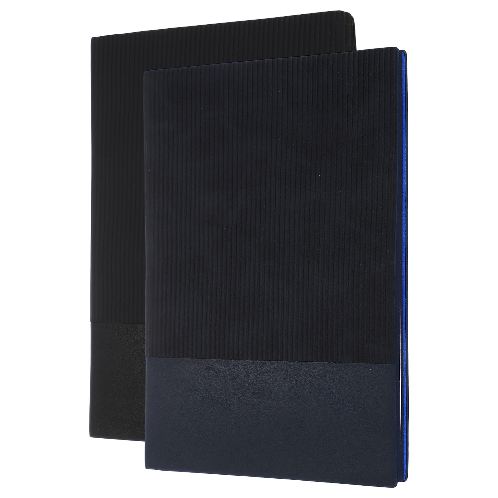 2Pack Hardcover Leather Lined Note Book, 100 Pages 8.3×5.7″ A5, Black/Blue