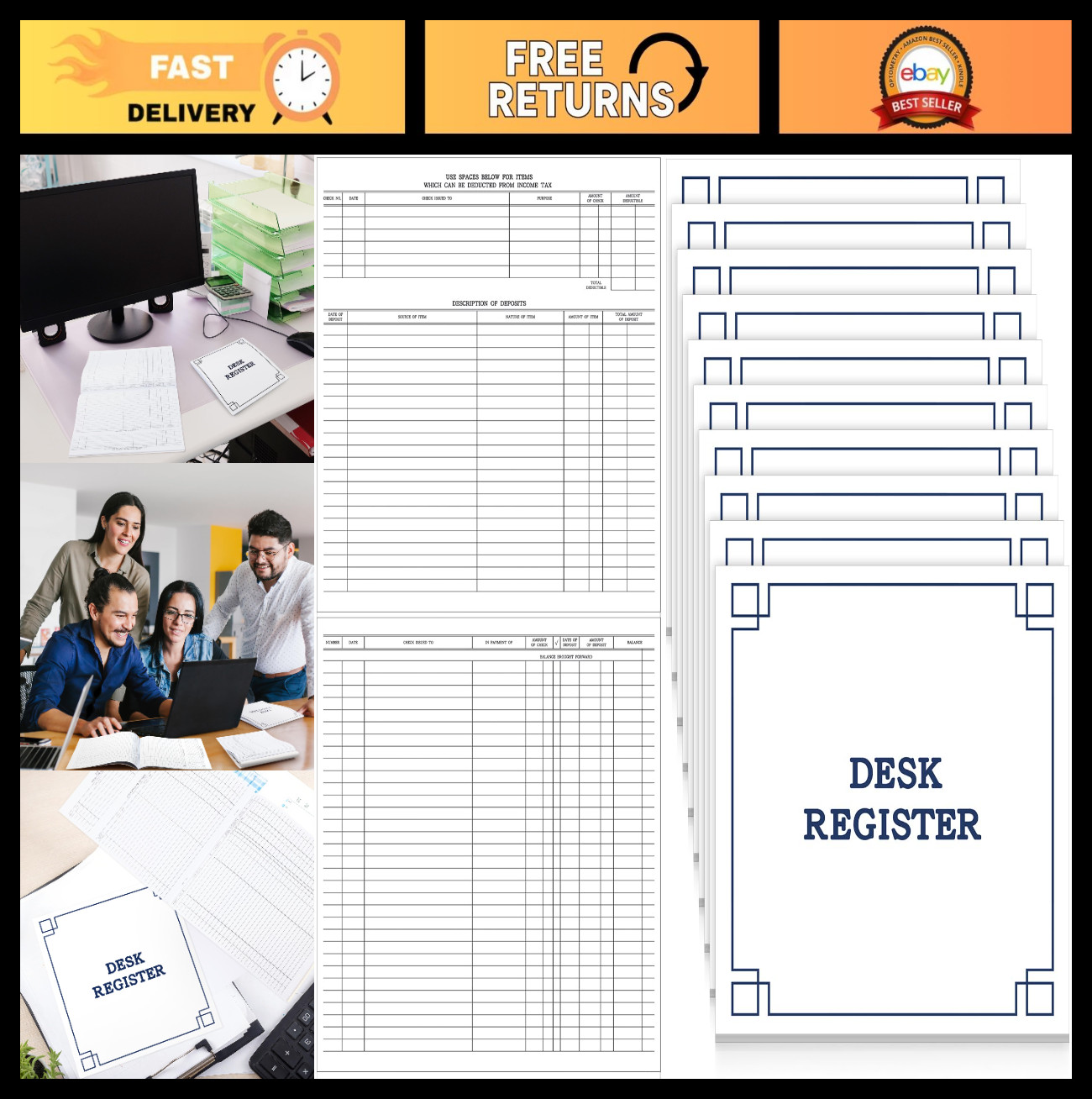 10 Pcs Checkbook Transaction Register – 8.5×9.25 Inch Blank Ledger for Personal