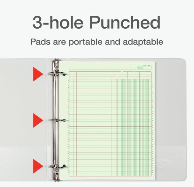 Adams Columnar Analysis Pad 3 Column 8 1/2 X 11 Single Page Format 50 Sheets/pad