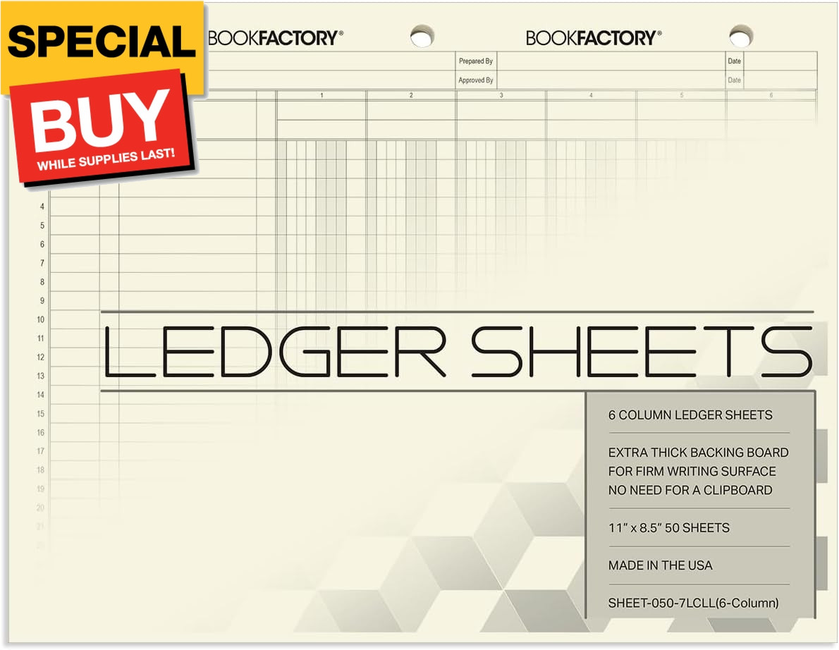 Ledger Sheets / 6 Column Accounting Ledger Columnar (Six Columns) Loose Paper –