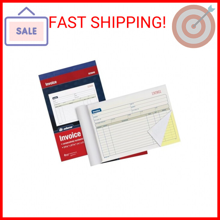 Adams Invoice Book, 2-Part, Carbonless, 5-9/16 x 8-7/16 Inches, 50 Sets per Book