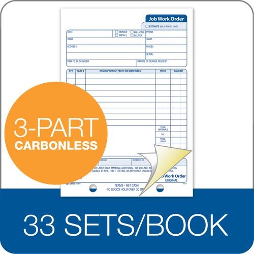 ABFT5868 Job Work Order Book, 3-Part, Carbonless, 33 ST/BK