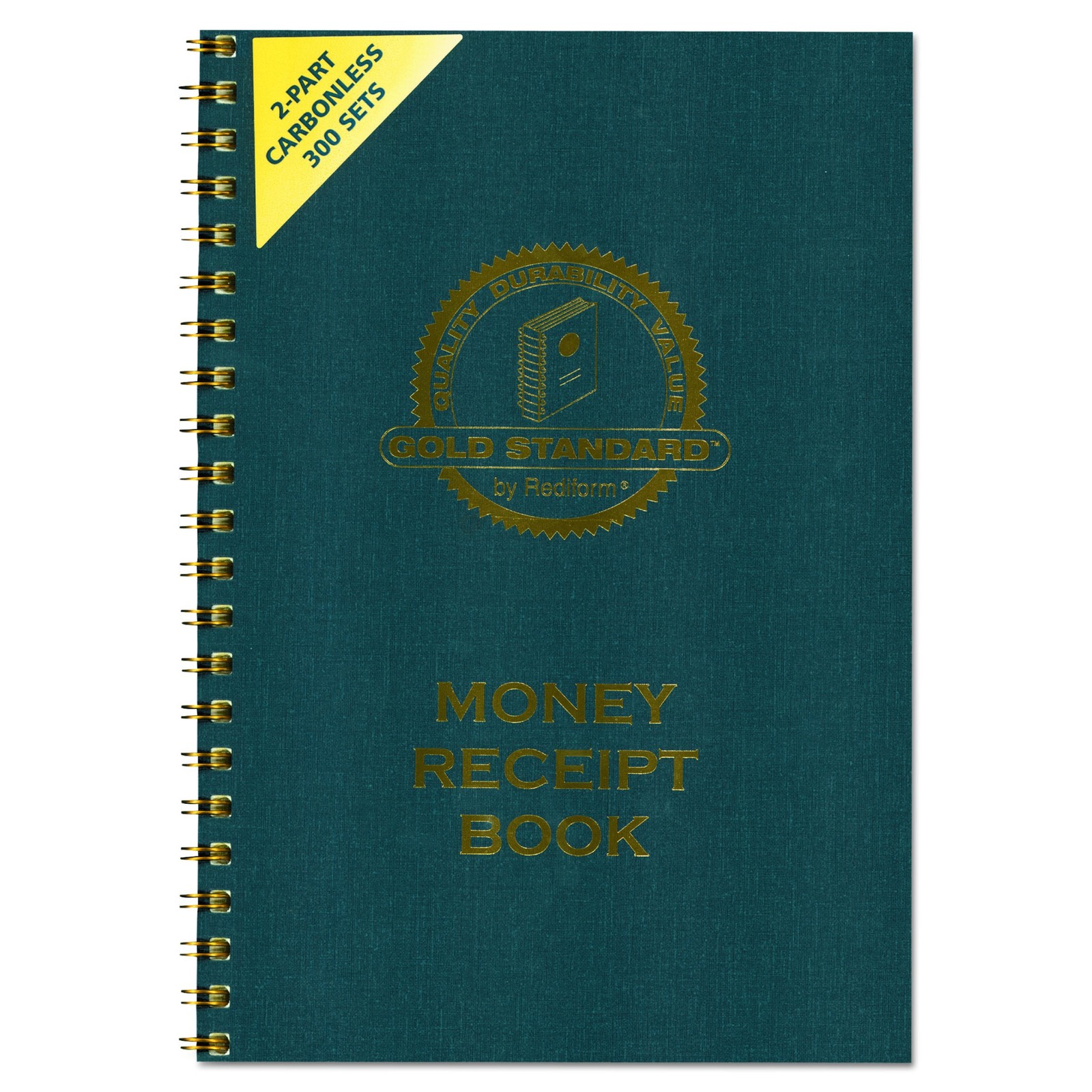 Office Receipt Book Extra Thick Backer Gold Twin Wire Binding 1 Count