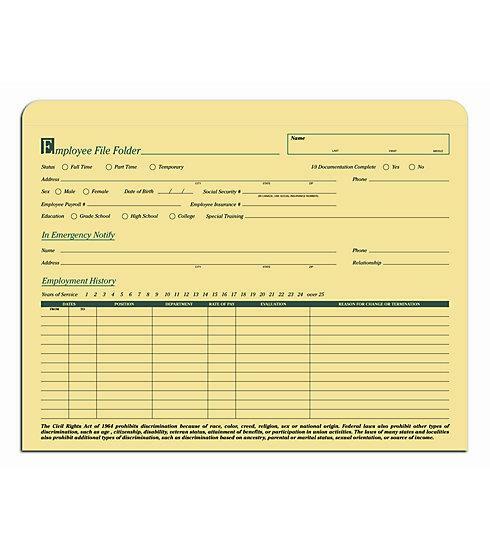 Employee Folder, Standard / 11 3/4″ x 9 1/2″ / Nebs Deluxe #: 5863