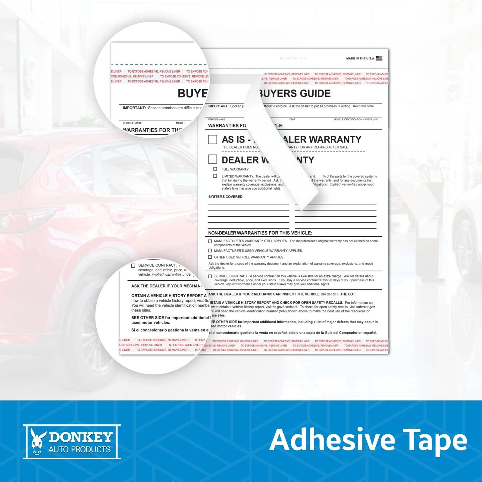 2-Part Buyers Guide Form – Adhesive Tape – English – As Is – Warranty (100 pe…