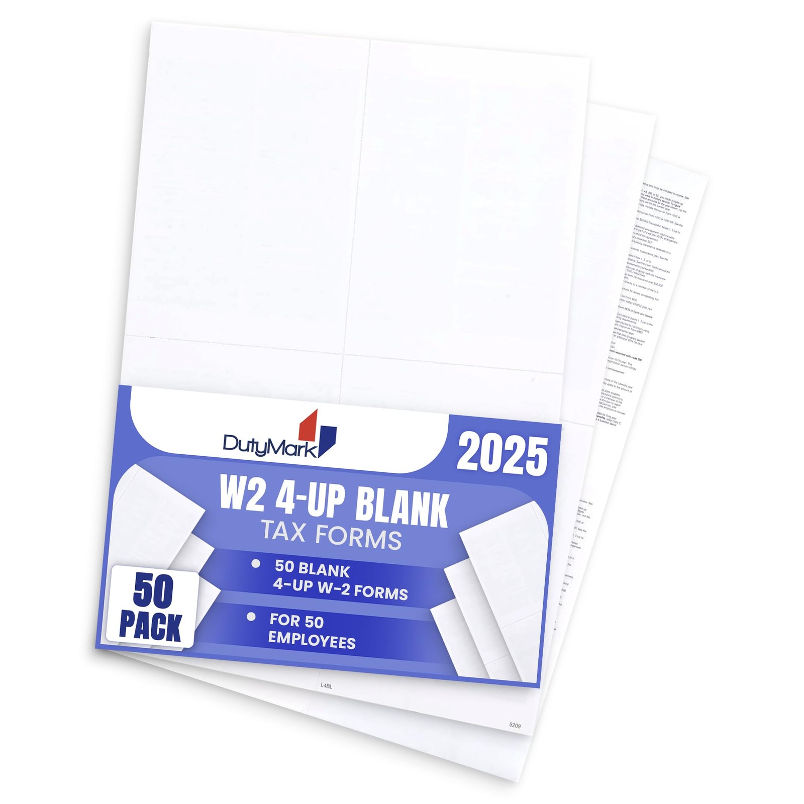 Blank W2 4 Up Tax Forms 2025, Set for 50 Employees, Instructions in Back 50