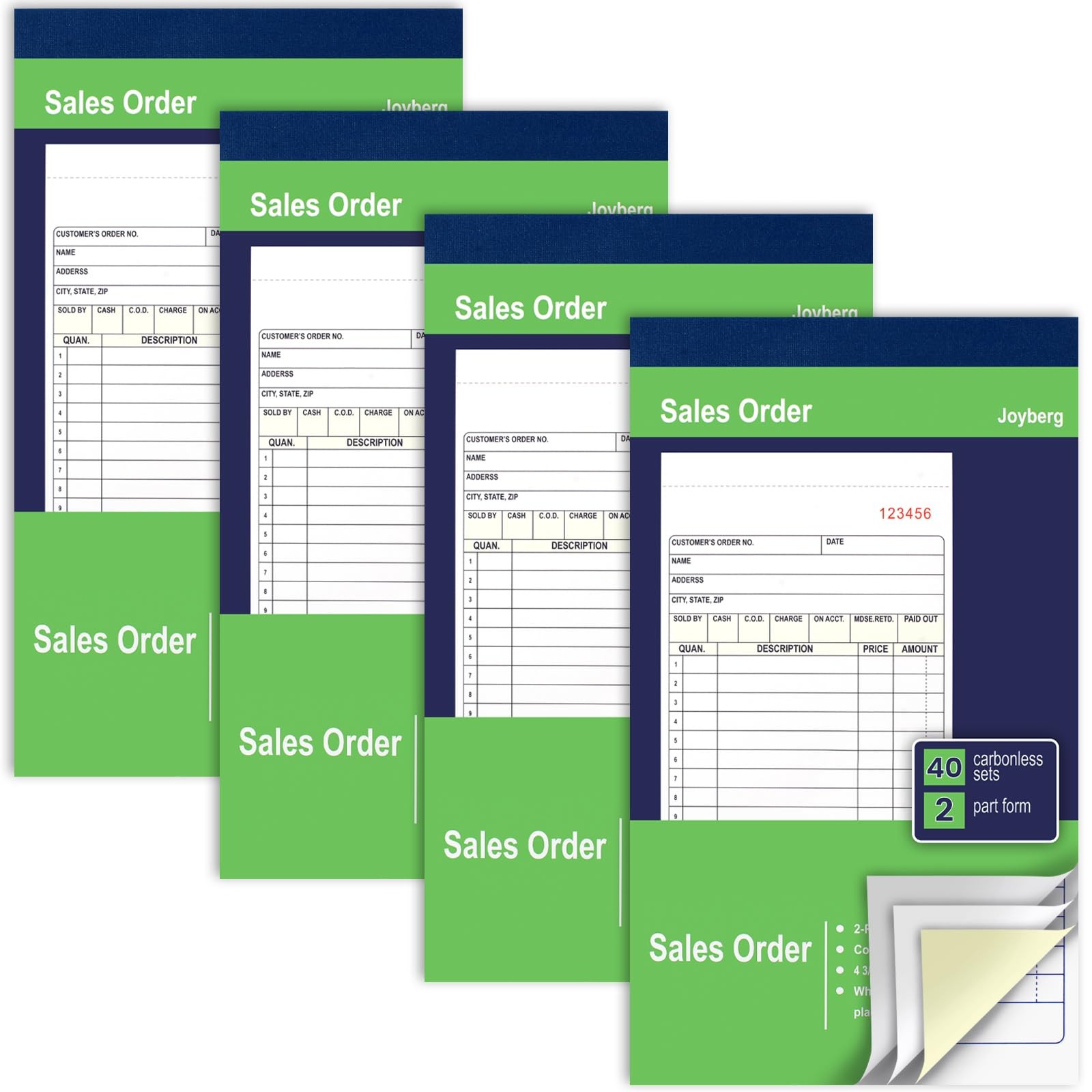 4 Pack Sales Order Book, 4.17inx7.2in Receipt Book with Carbon Copies, 2Part …