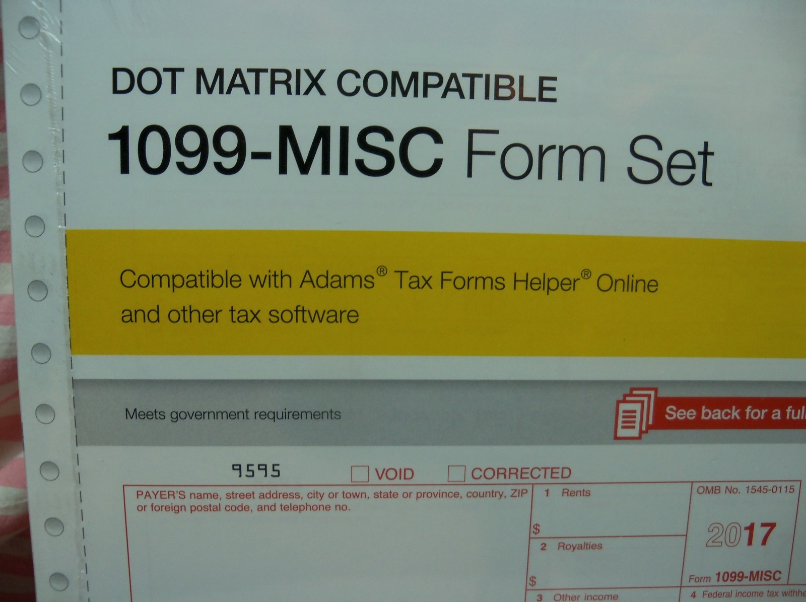 24 Ct Pack Staples 2017 Dot Matrix IRS Tax Form 1099-Misc 5-Part Form Sets USA