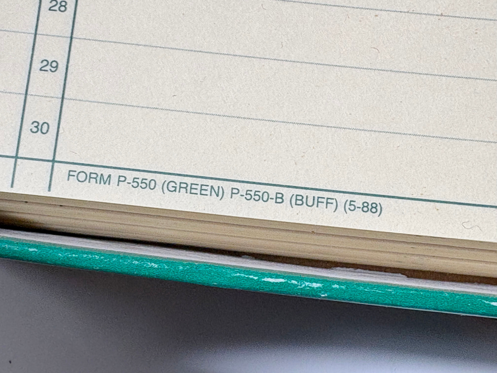 Wilmer Service Line P-550-B columnar pads – Buff 20lb Green Cross Ruled – 4 Pads