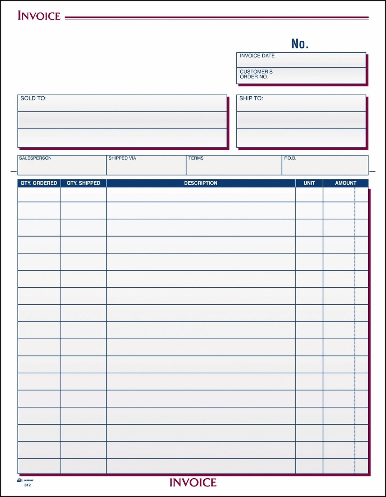 Adams Invoice Unit Set, 8.5 x 11.44 Inch, 3-Part, Carbonless, 100-Pack, White…