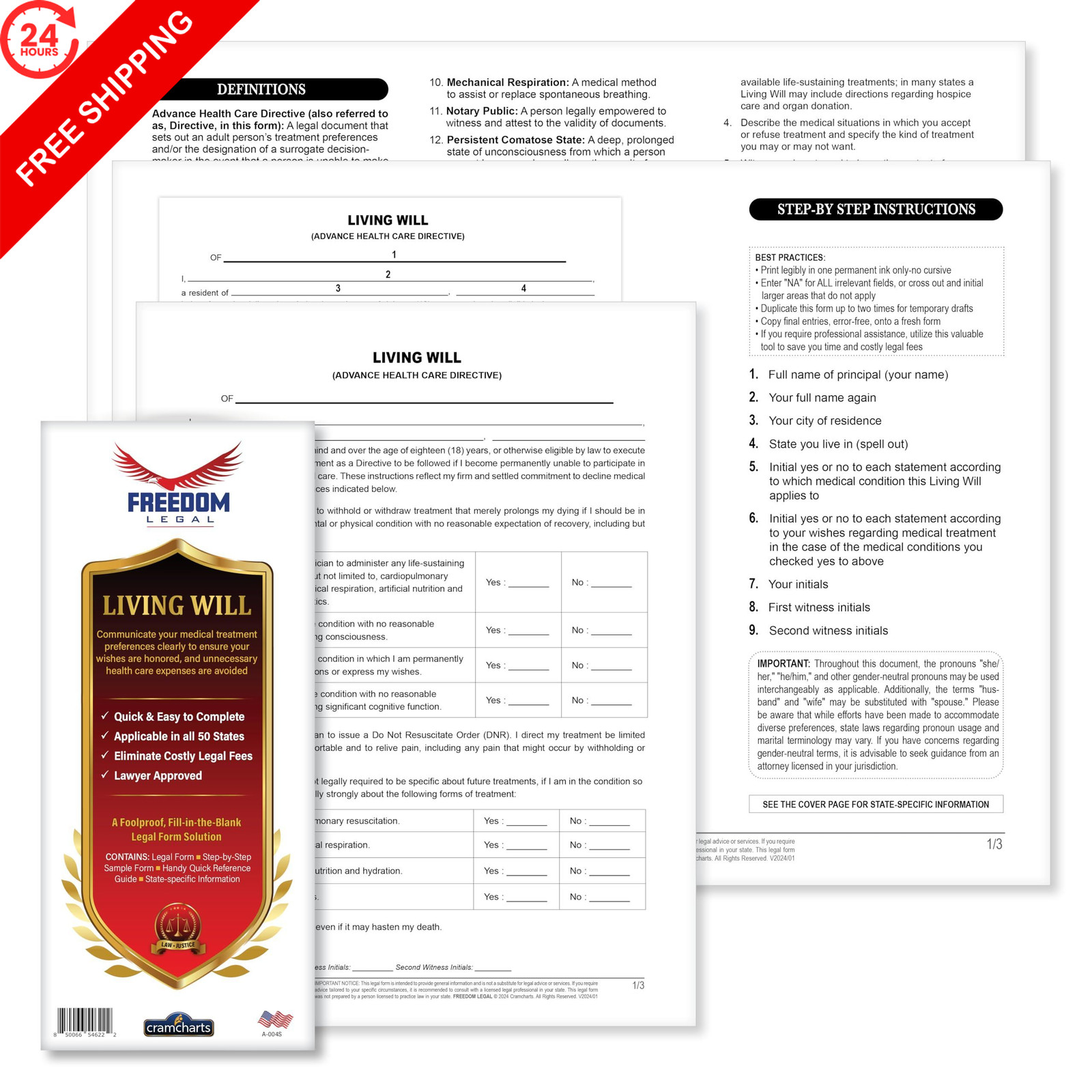 Family Legal Forms Kit – Will, Living Health Proxy & POA Docs
