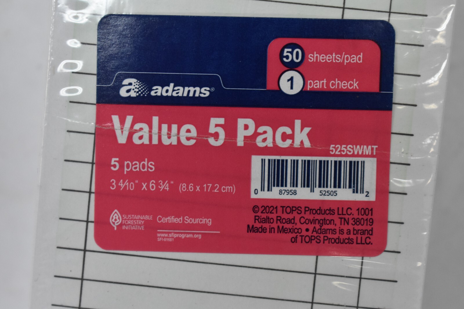 Adams 5 Pack Guest Check Sheets Perforated White 3-2/5″ x 6-3/4″ 525SWMT