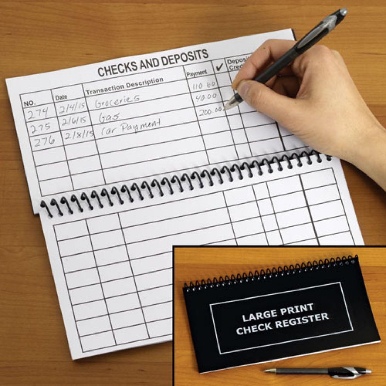 Jumbo Print Check Register Book – Large Print, Easy-to-Read, Spiral Bound, 56 Pa