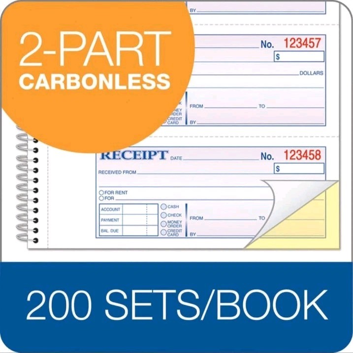 Adams Money and Rent Receipt Books, 2-Part Carbonless, 7-5/8 x 10-7/8, 5 Pack