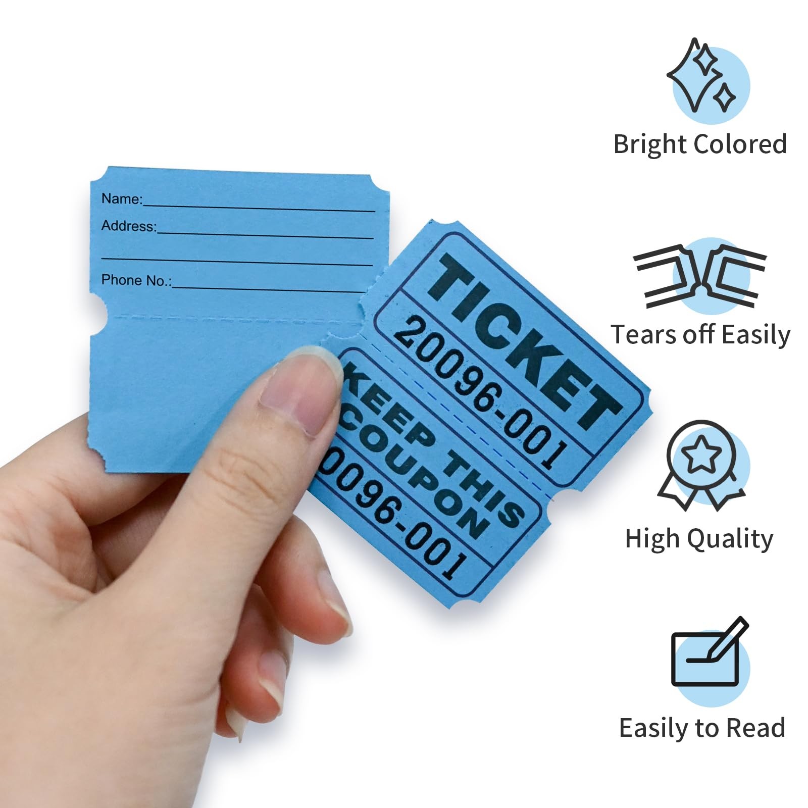 L LIKED Raffle Tickets Double Rolls 1000 4.5 x x 2.0 inches, 1000 Blue