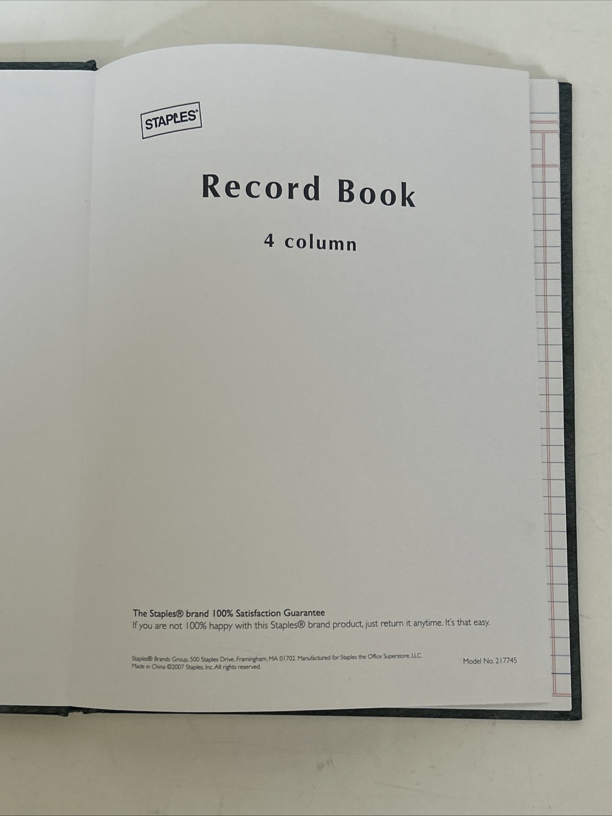Hardcover Record Book – 4 Column