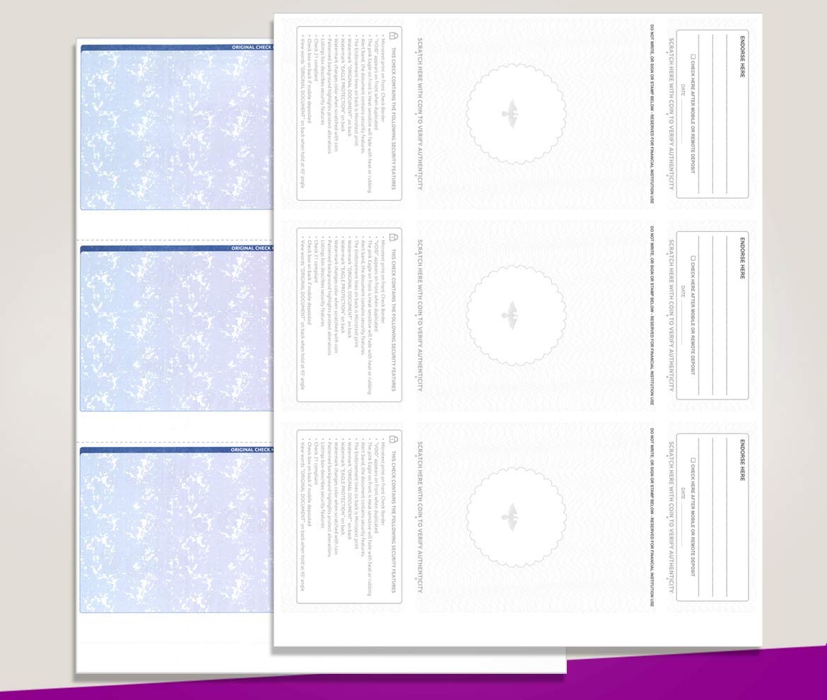 Premium Blank Check Stock – 8.5×11″, 500 Sheets, Red-Blue Prismatic
