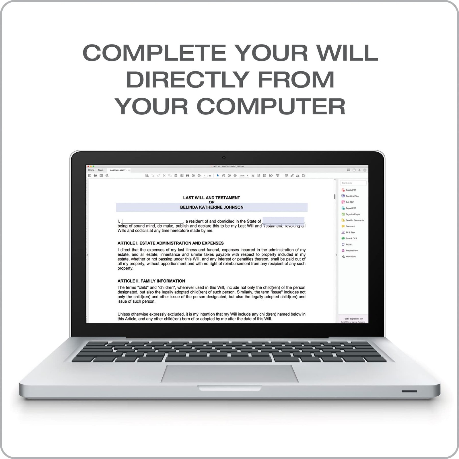 Adams Prepare A Last Will and Testament, Downloadable Product Details White