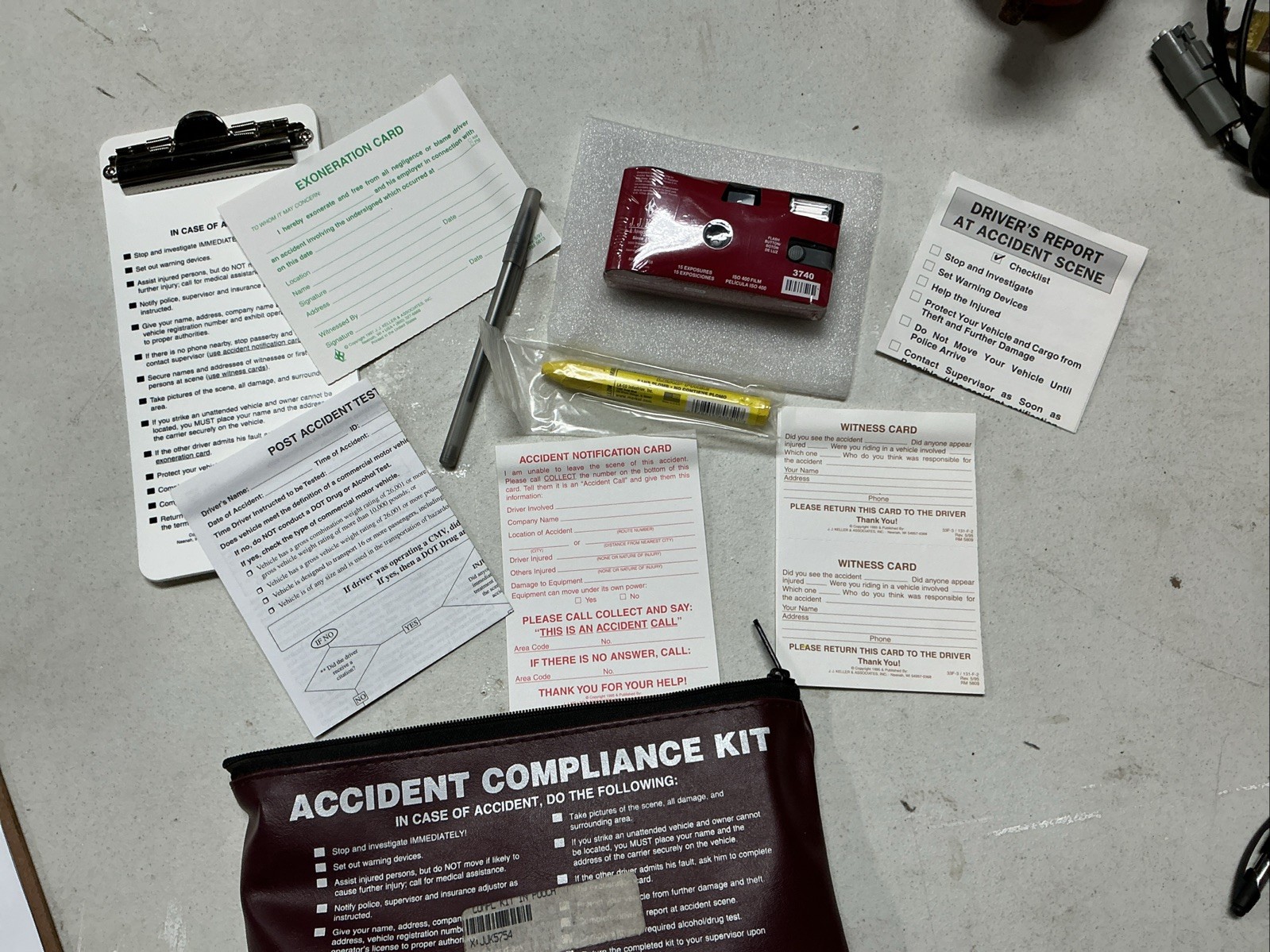 JJK5754 JJ KELLER Vehicle Compliance Accident Kit With Camera