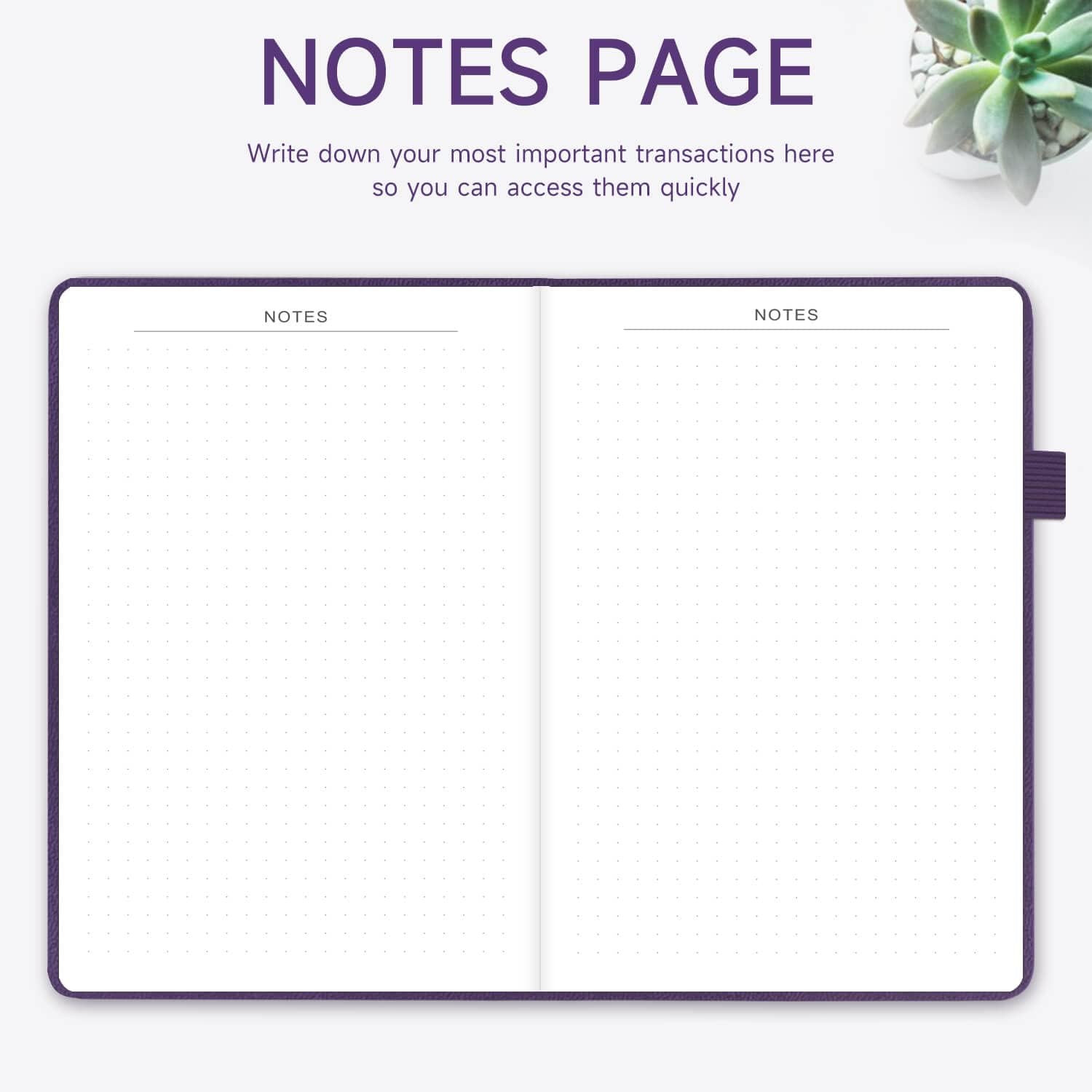 Elegant Check Register Hardcover Checkbook Check & Transaction 5.2X7.6″ Purple