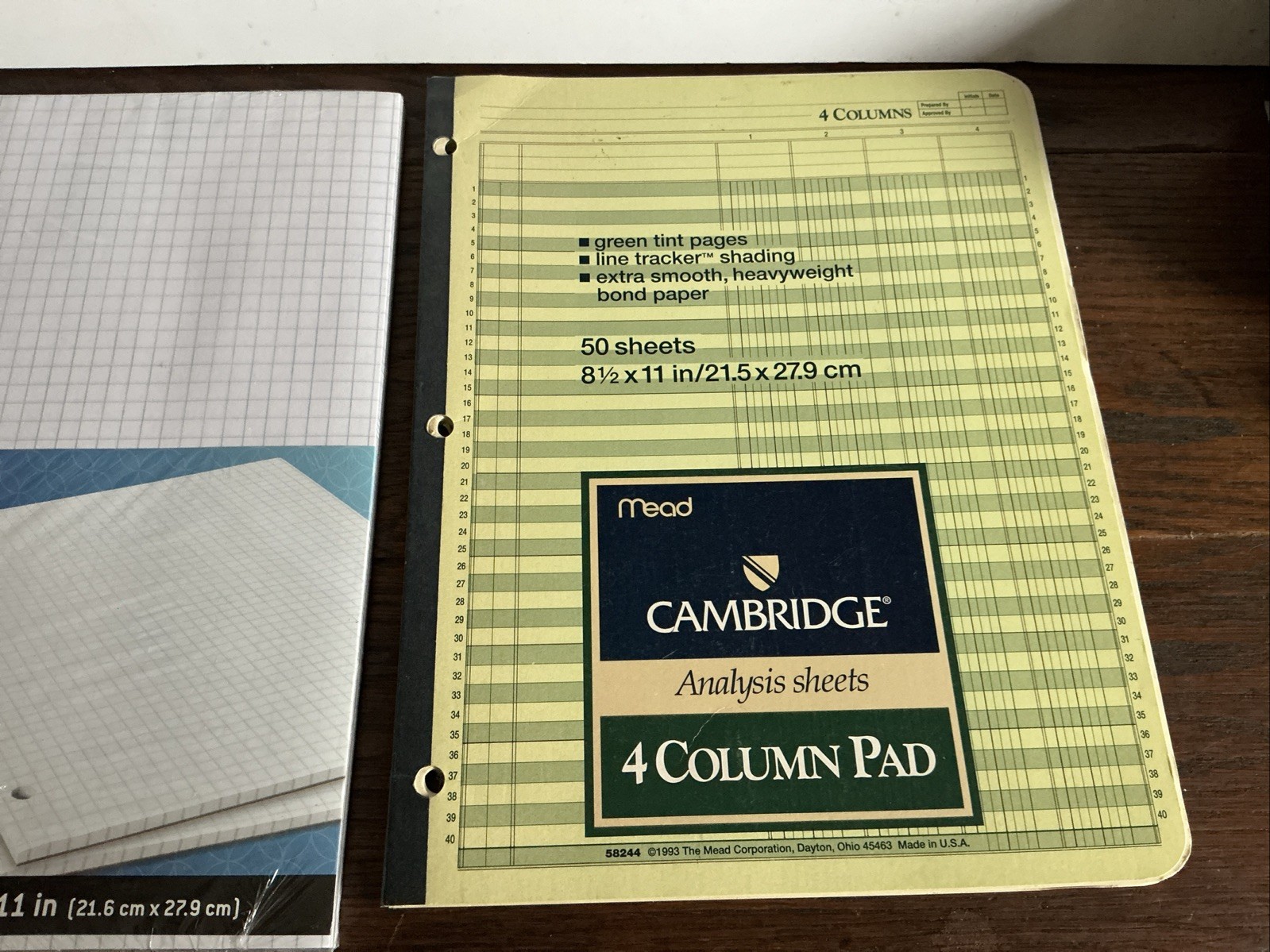 Vintage Accounting Column Pads (49, 47 Sheets), 2 50 Sheet Graph Paper Pads 1120