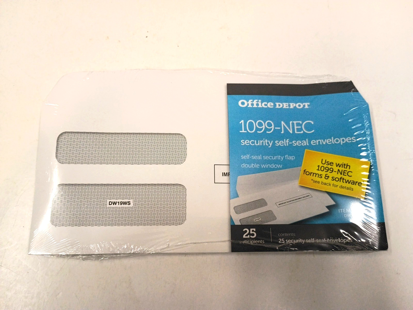 Office Depot Double-Window Self-Seal Envelopes For 1099-NEC Tax Forms 25PK