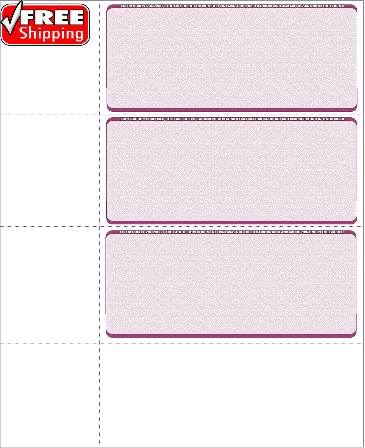 Computer Check Paper – Blank Personal Wallet Checks 3 on a Page – Compatible wit