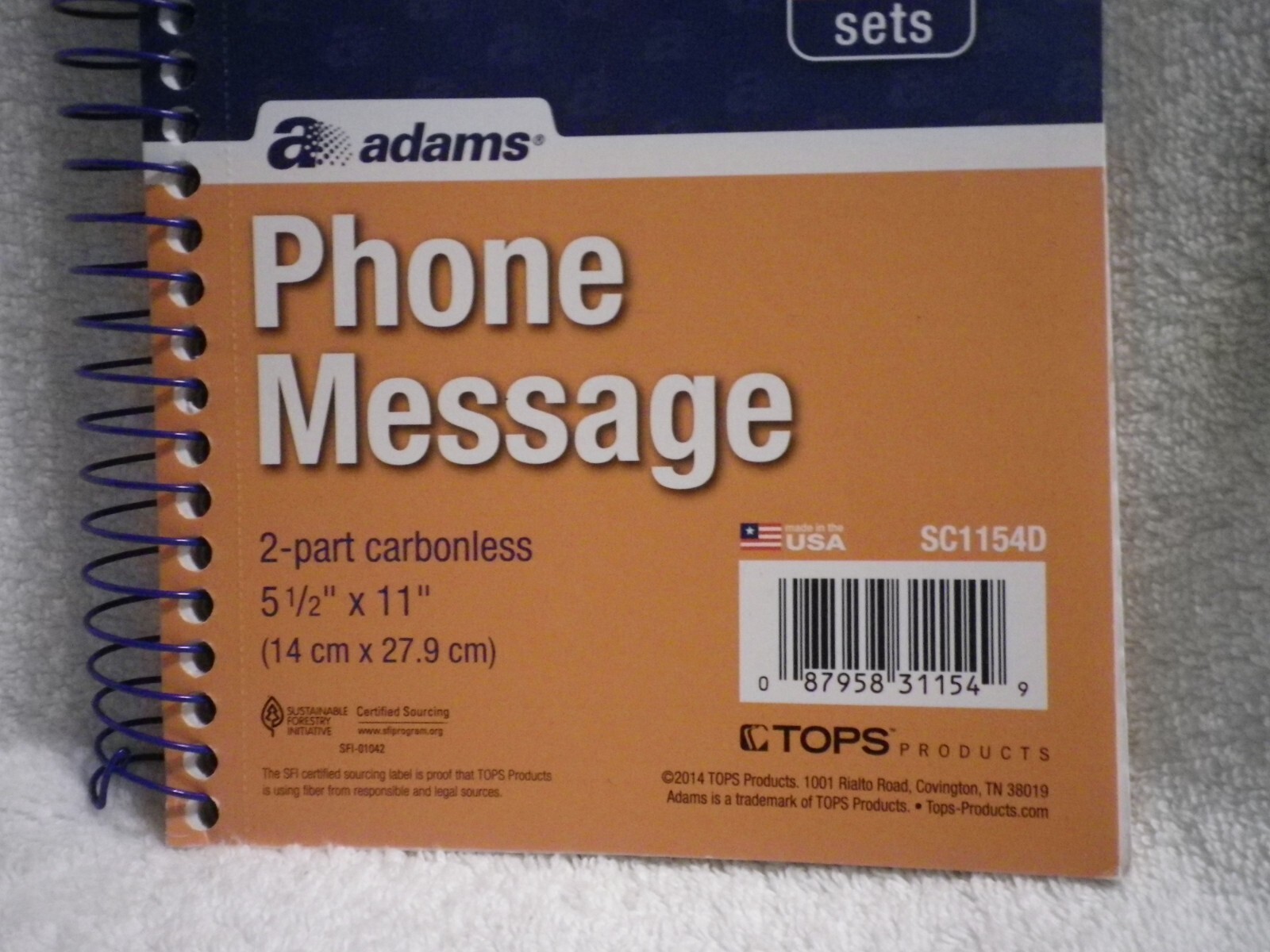 Adams Phone Message Book Carbonless Duplicate 5.50 x 11 Inches- 390