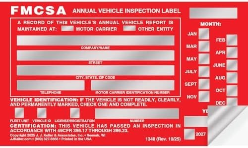 J. J. Keller 20-Pack, Aluminum Annual Vehicle Inspection Label with Punch Box…
