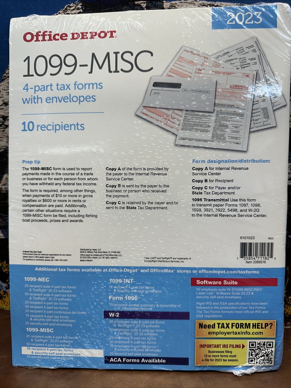 2023 1099 Misc Forms 4 Part Tax Forms Kit, 10 Laser Forms w envelopes