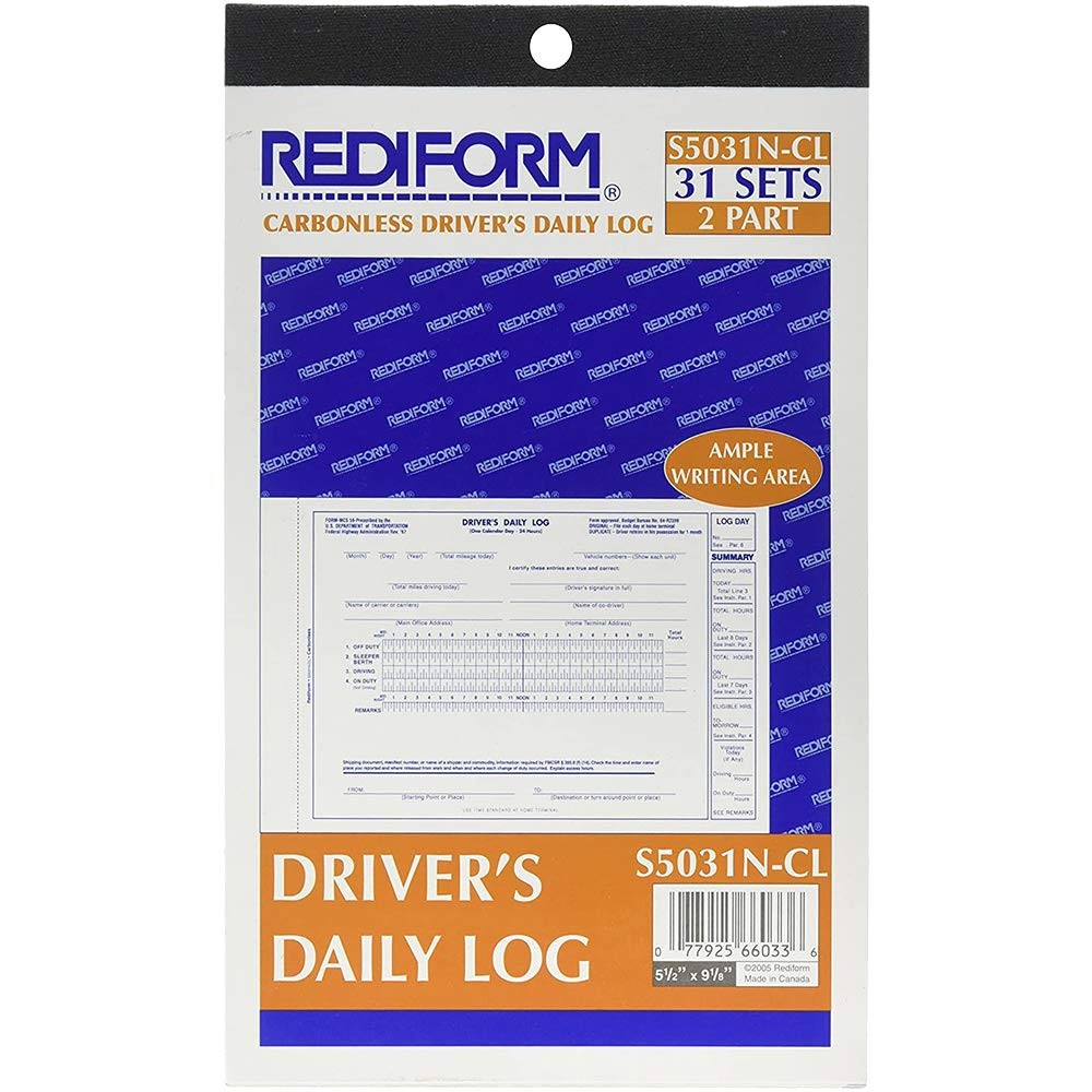Driver’s Daily Log Book Carbonless Duplicate 31 Sets Blue 8.75 x 5.38 Inches